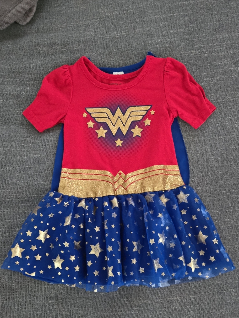 Wonder Woman Inspired Kids 2T Costume Dress with Removable Cape.